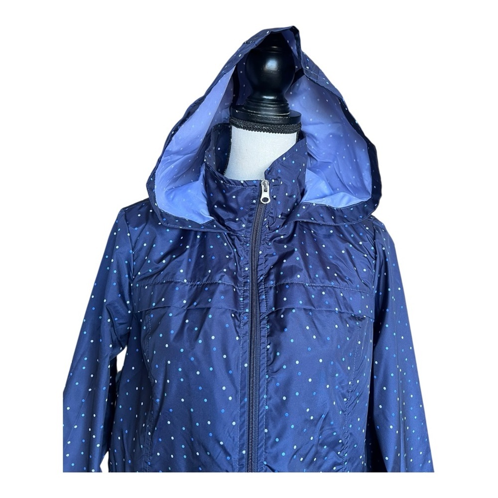 INTL Details Navy Irregular Polka Dot Packable Parka Jacket Size M - Picture 7 of 9
